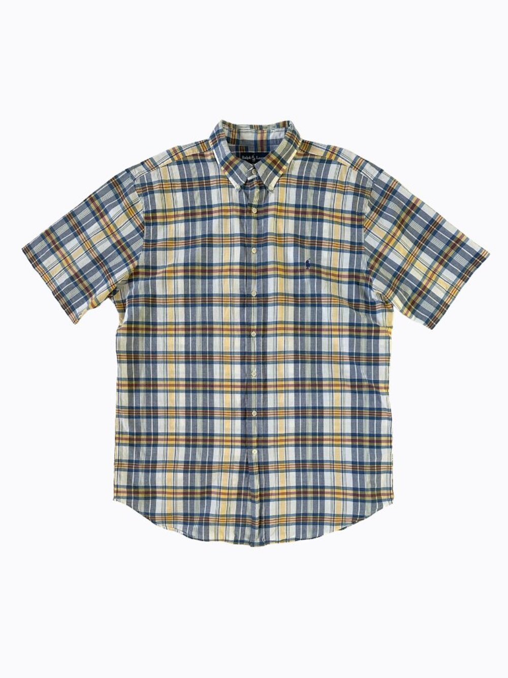Ralph Lauren Men Plaid Oxford Shirt XLT Classic Fit Short Sleeve Woven Preppy